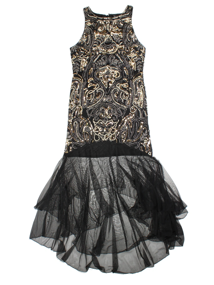 Y2K Sequin Drop Hem Maxi Dress (Size M)