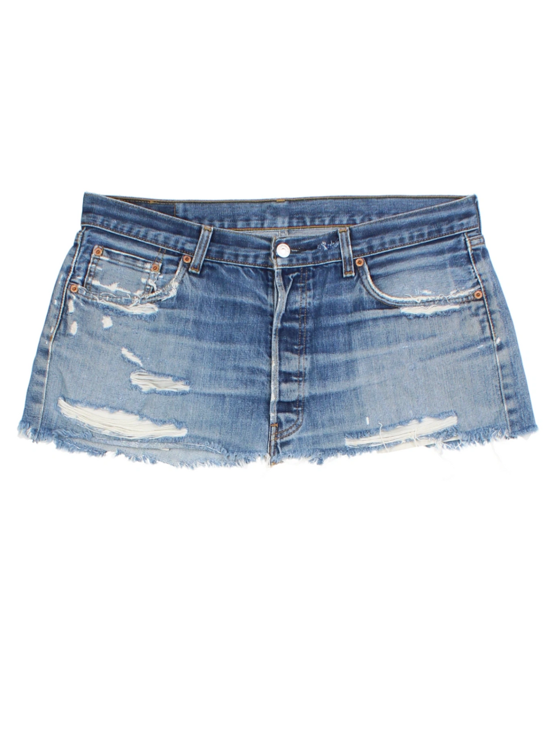 Levi Strauss Denim Frayed Mini Skirt (Size XL)