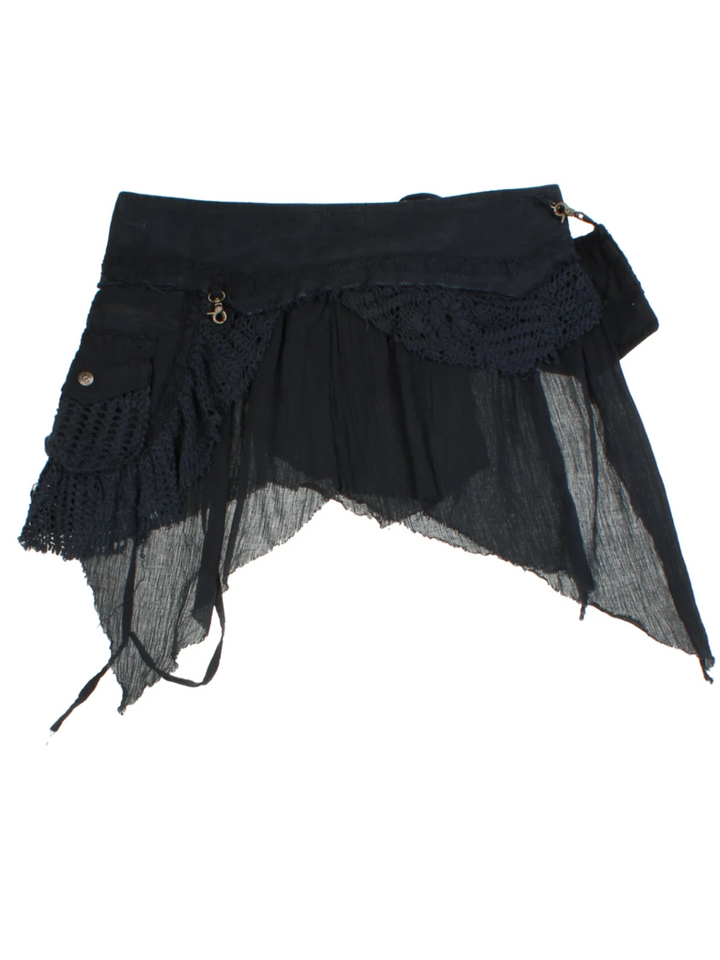 Y2K Sheer Layered Mini Skirt (Size L)