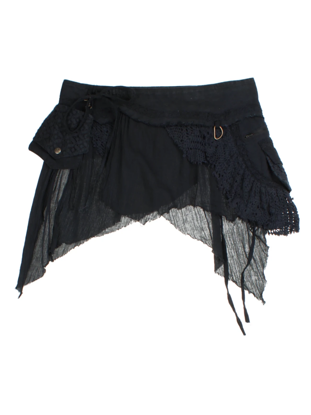 Y2K Sheer Layered Mini Skirt (Size L)