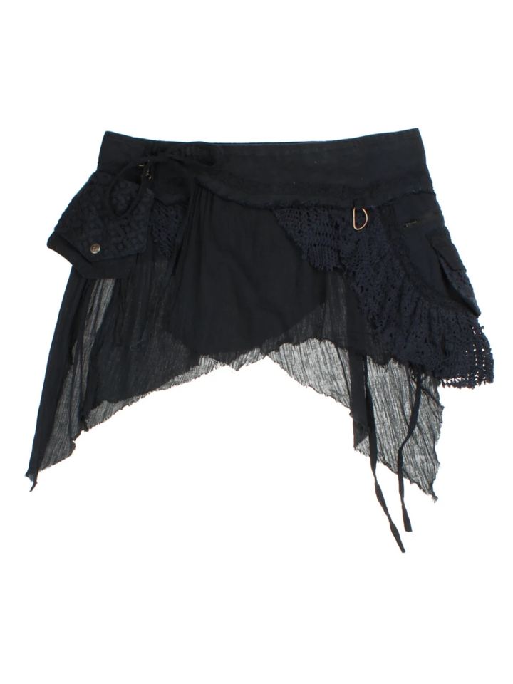 Y2K Sheer Layered Mini Skirt (Size L)