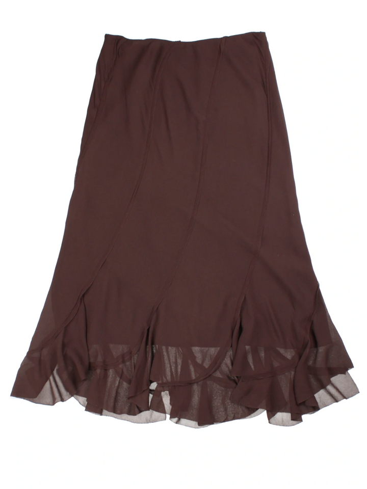 Y2K Layered Ruffle Hem Maxi Skirt (Size L)