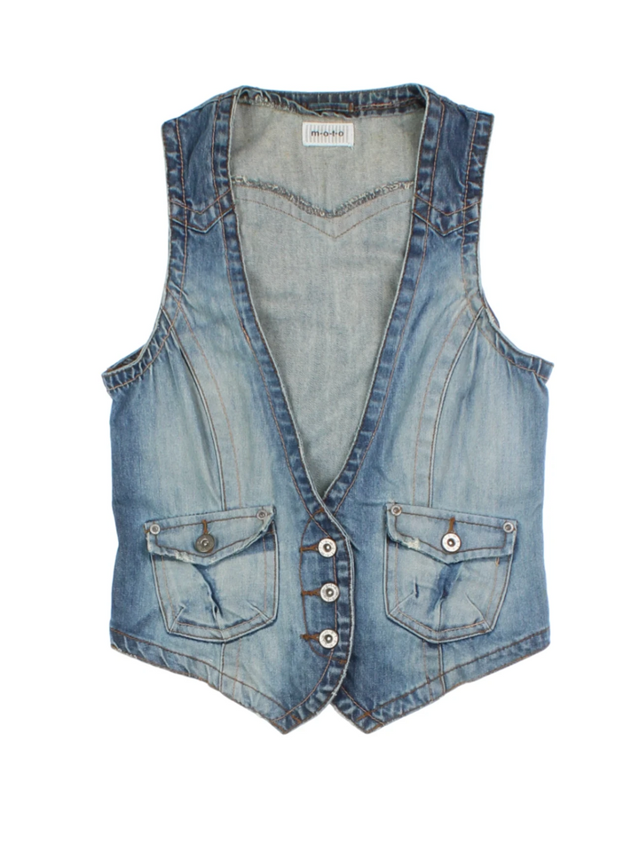 Y2K Denim Waistcoat (Size S)