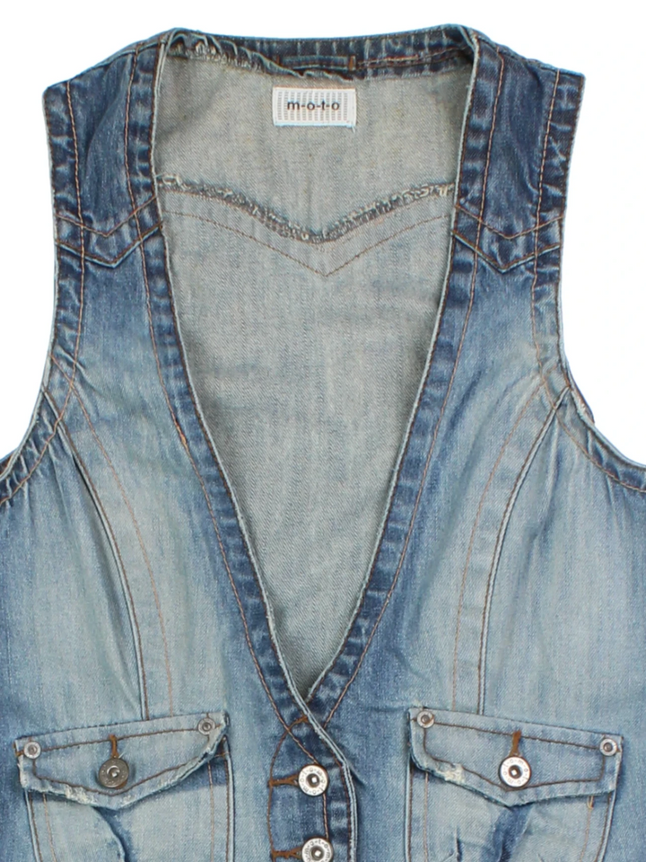 Y2K Denim Waistcoat (Size S)