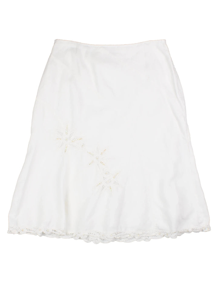 Y2K Lace Detail Midi Skirt (Size L)