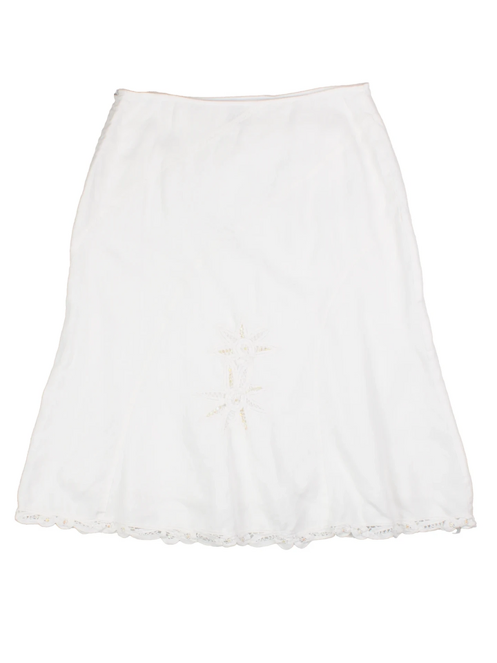Y2K Lace Detail Midi Skirt (Size L)