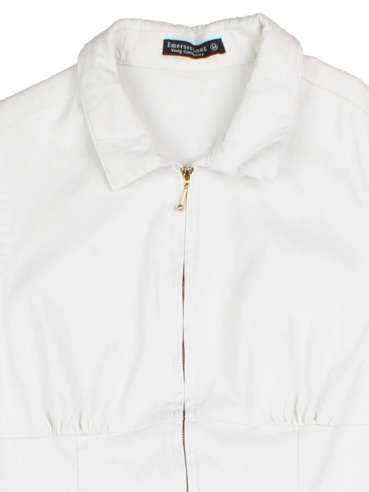 Y2K Mandarin Collar Zip Top (Size M)