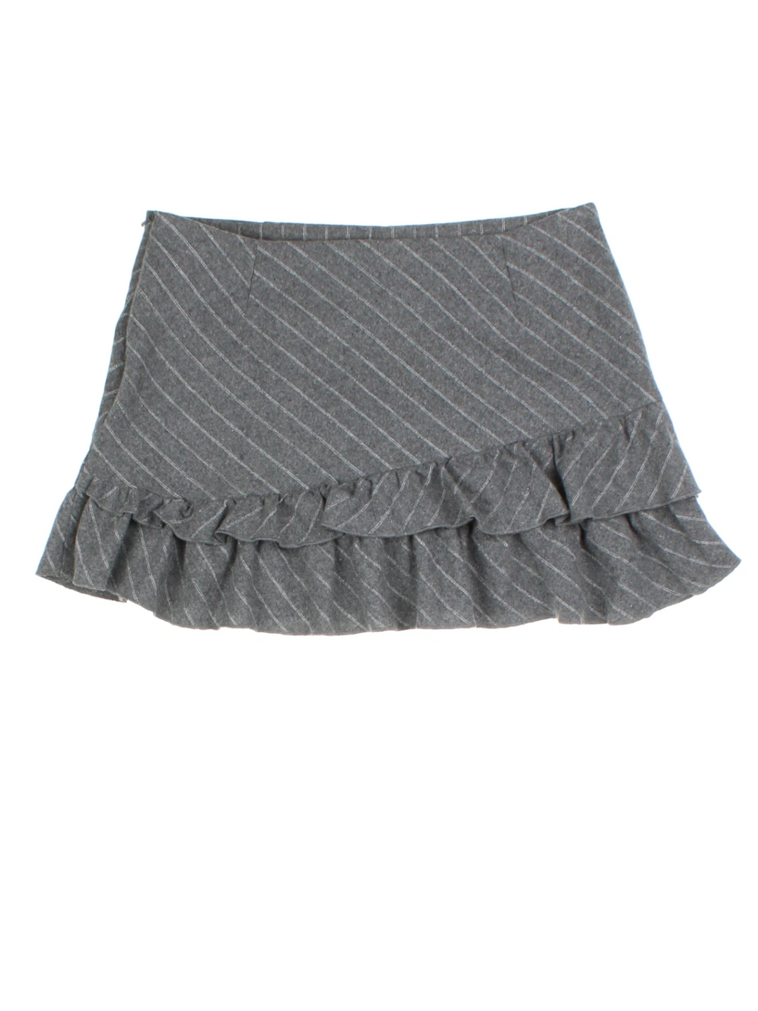Y2K Pinstripe Frill Mini Skirt (Size M)