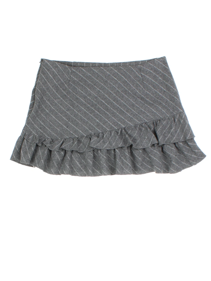 Y2K Pinstripe Frill Mini Skirt (Size M)