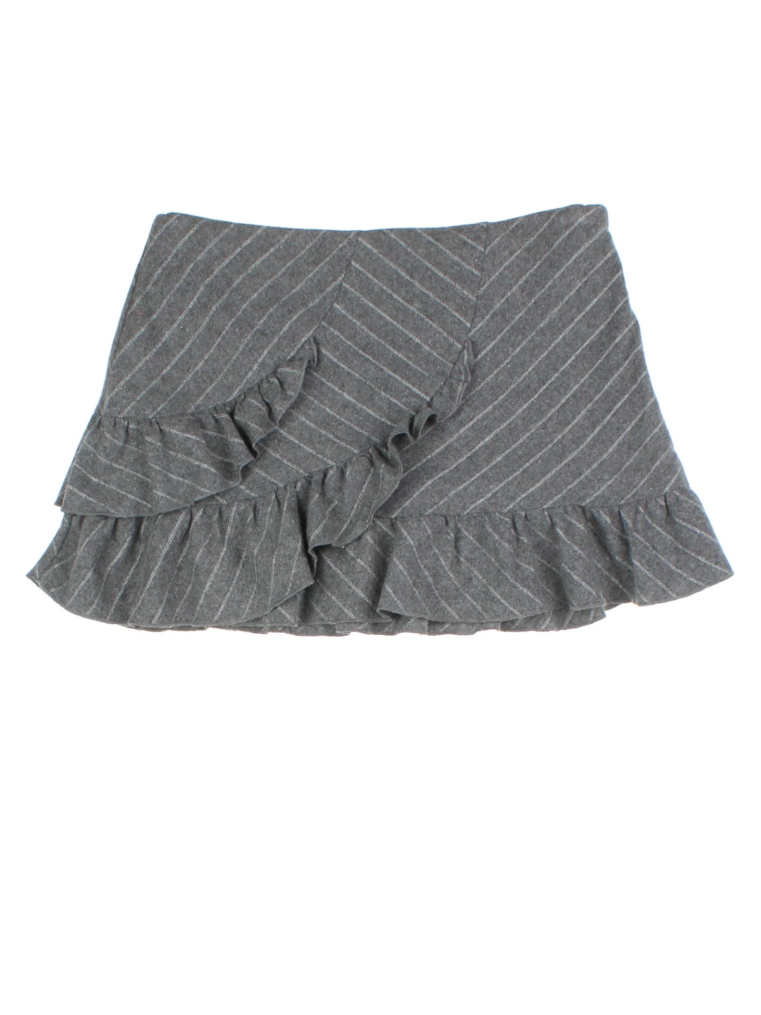 Y2K Pinstripe Frill Mini Skirt (Size M)