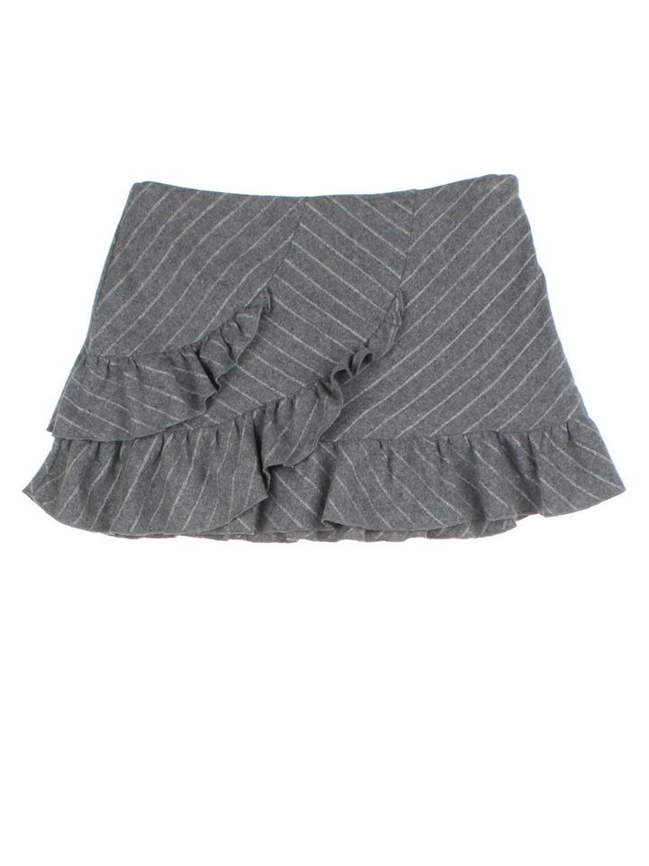 Y2K Pinstripe Frill Mini Skirt (Size M)