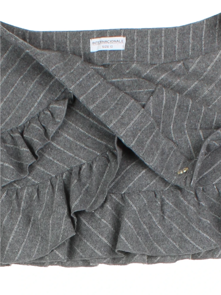 Y2K Pinstripe Frill Mini Skirt (Size M)
