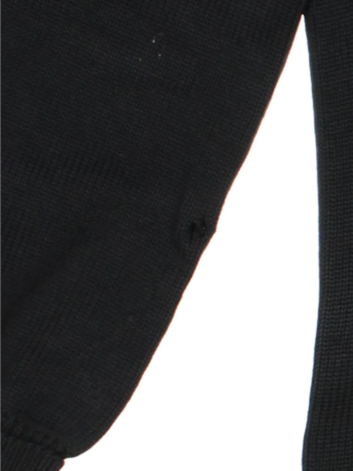 80's Black Varsity Patch Wool Cardigan (Size S)