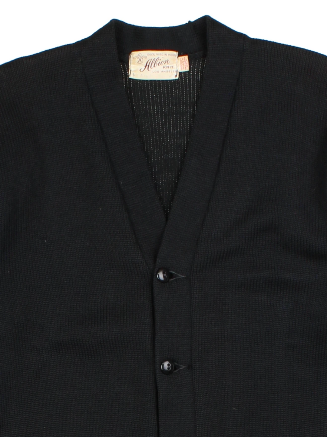 80's Black Varsity Patch Wool Cardigan (Size S)