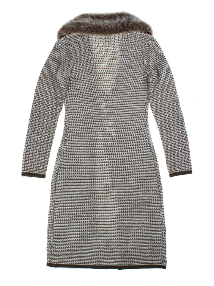 Y2K Morgan Faux Fur Collar Knit Cardigan (Size S)