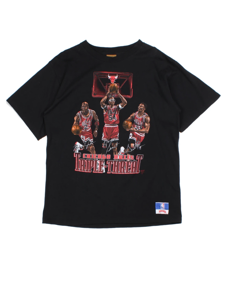 90's NBA Nutmeg Chicago Bulls Triple Threat T-Shirt (Size L)