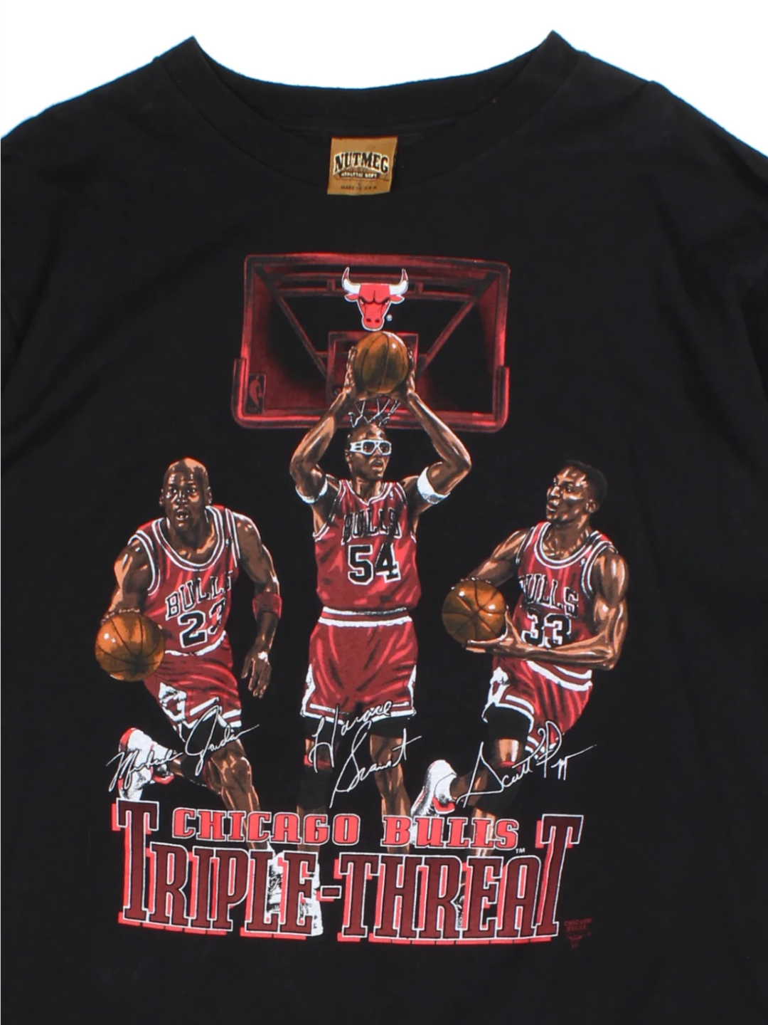 90's NBA Nutmeg Chicago Bulls Triple Threat T-Shirt (Size L)