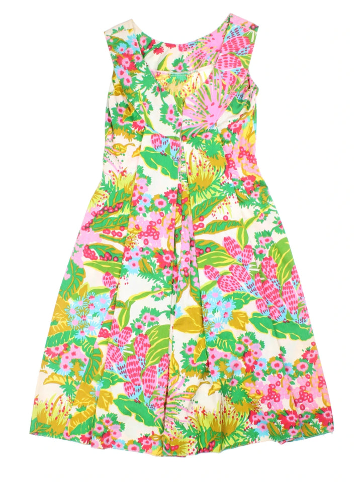60's Floral Sleeveless A-line Dress (Size S)