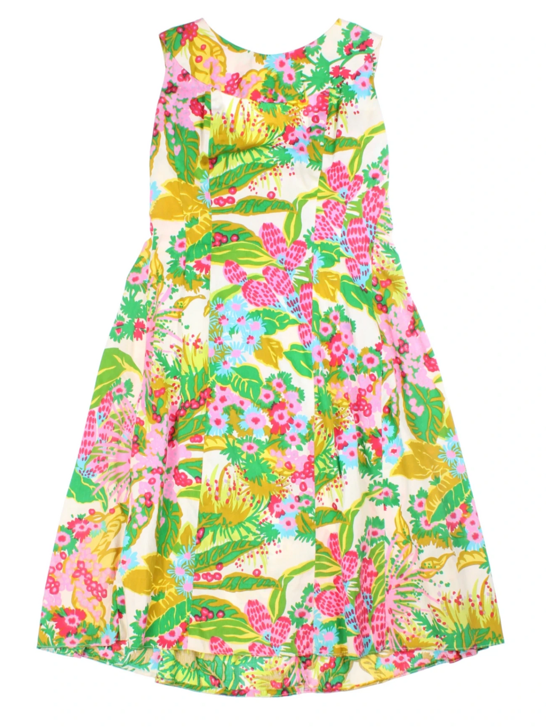 60's Floral Sleeveless A-line Dress (Size S)