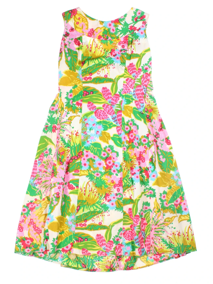 60's Floral Sleeveless A-line Dress (Size S)