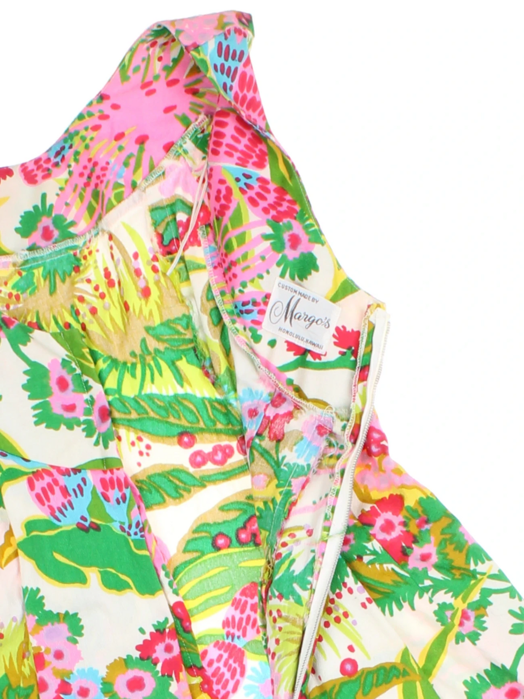 60's Floral Sleeveless A-line Dress (Size S)