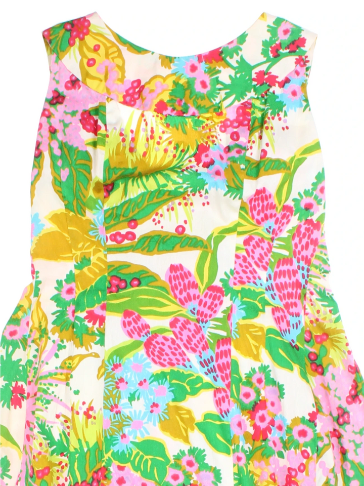 60's Floral Sleeveless A-line Dress (Size S)