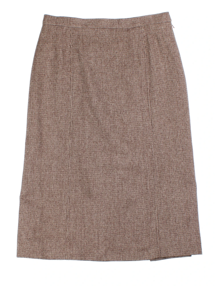 Aquascutum Check High Waisted Pencil Midi Skirt (Size M)