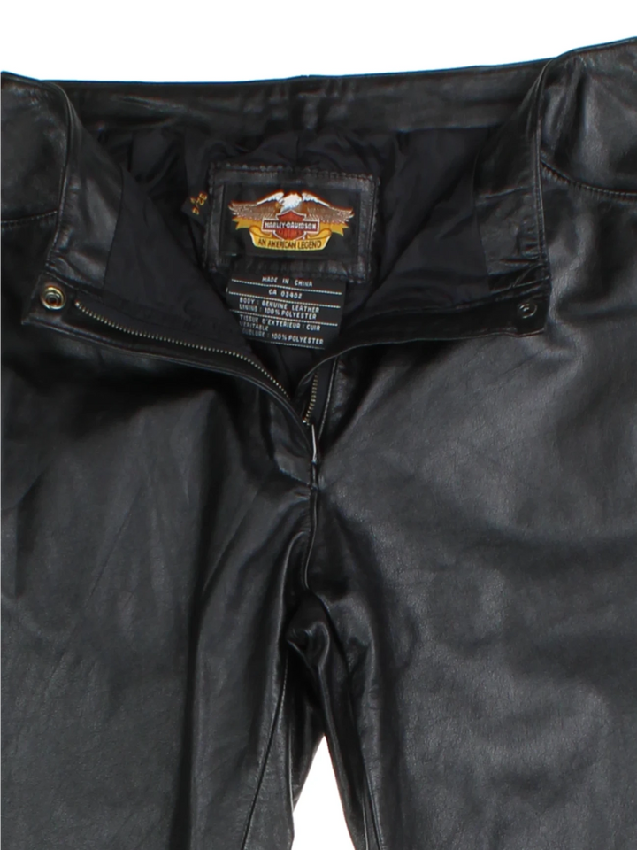 Harley-Davidson Leather Tapered Leg Trousers (Size XS)