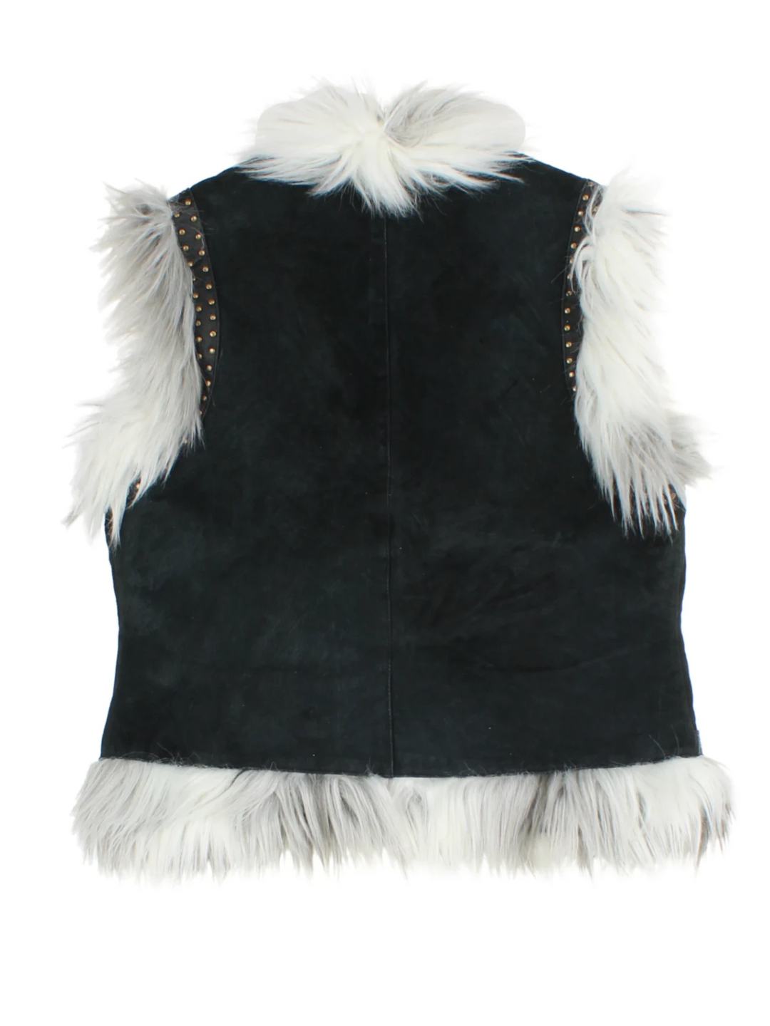 Y2K Suede Faux Fur Studded Gilet (Size M)