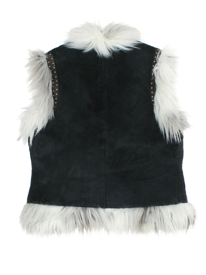 Y2K Suede Faux Fur Studded Gilet (Size M)