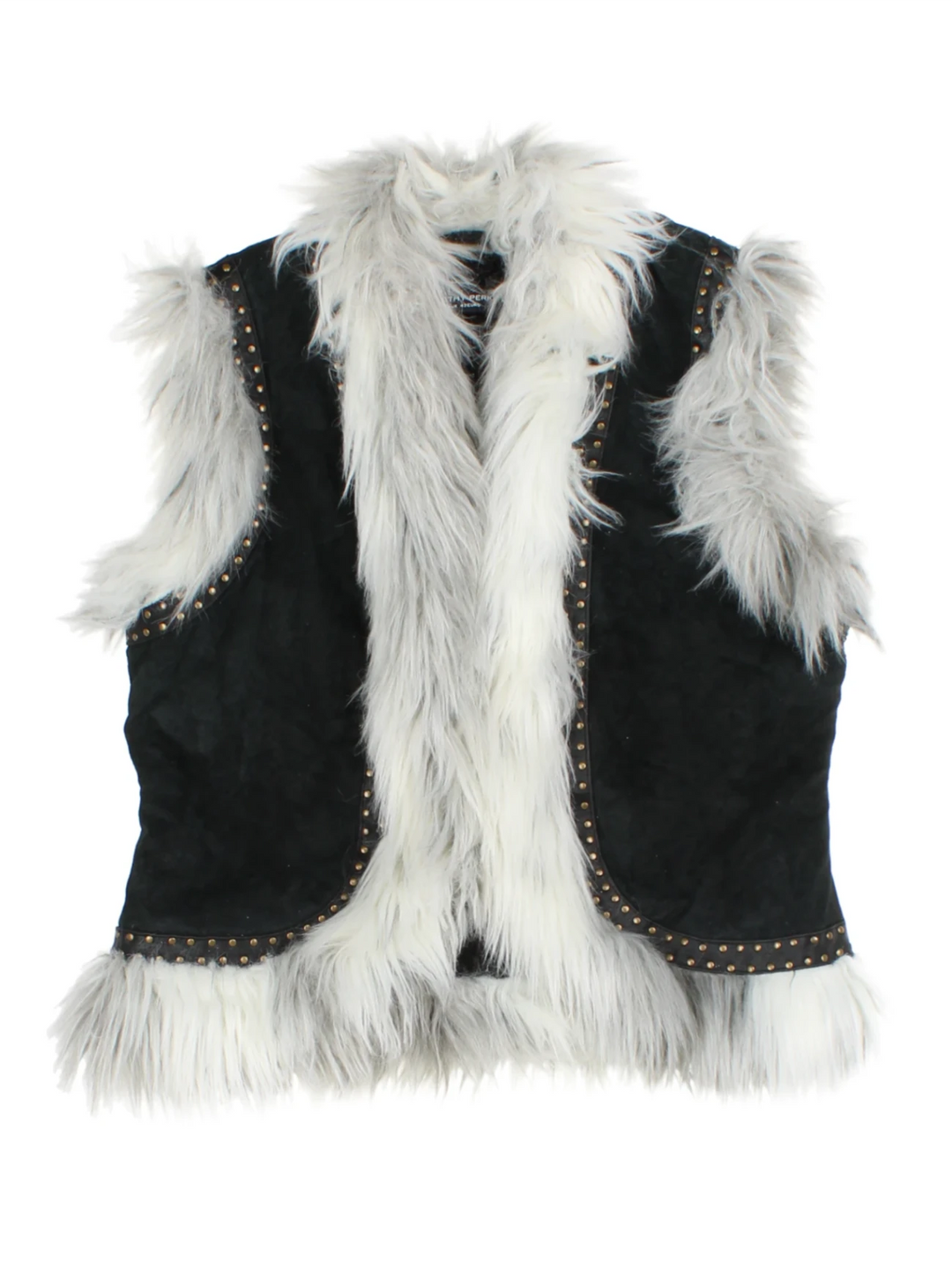 Y2K Suede Faux Fur Studded Gilet (Size M)