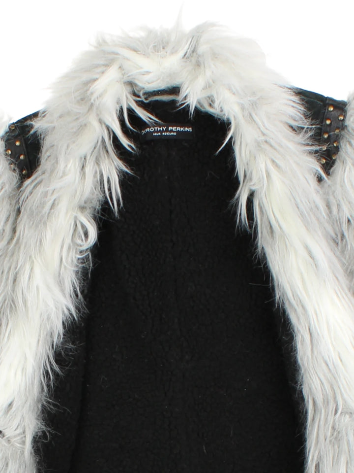 Y2K Suede Faux Fur Studded Gilet (Size M)