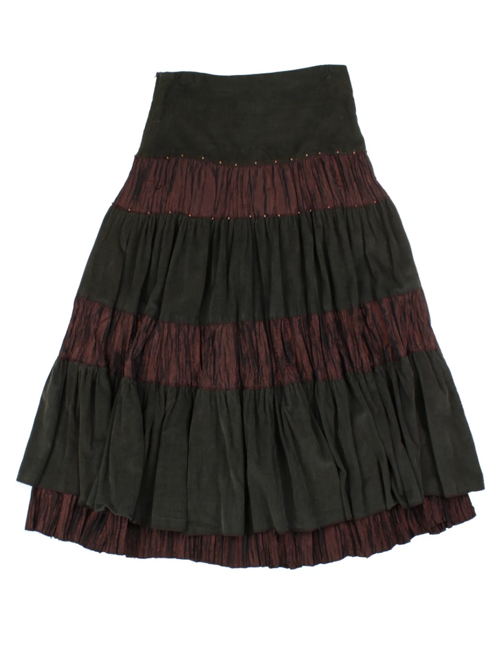 Y2K Black Layered Maxi Skirt (Size XS)