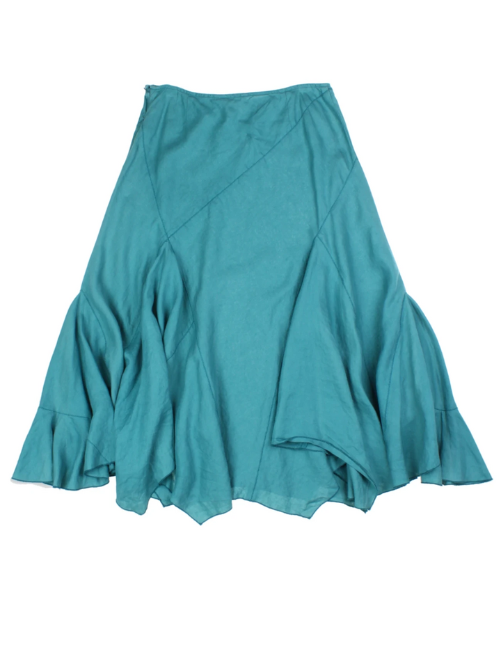 Y2K Teal Layered Midi Skirt (Size M)