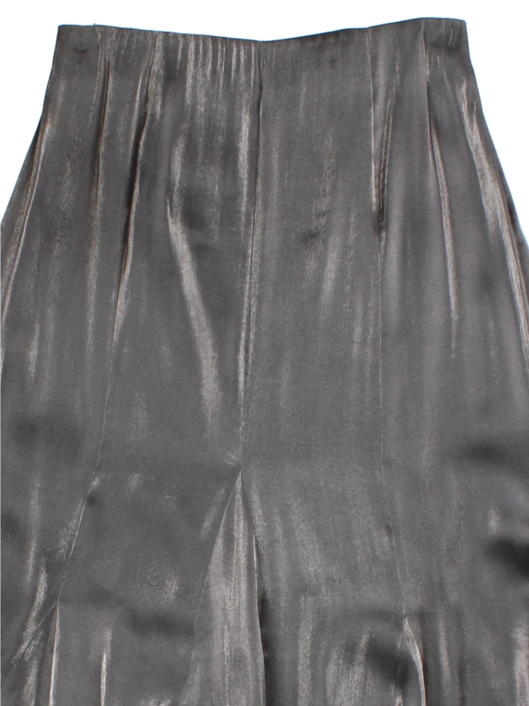 Y2K Metallic Silver Maxi Skirt (Size M)