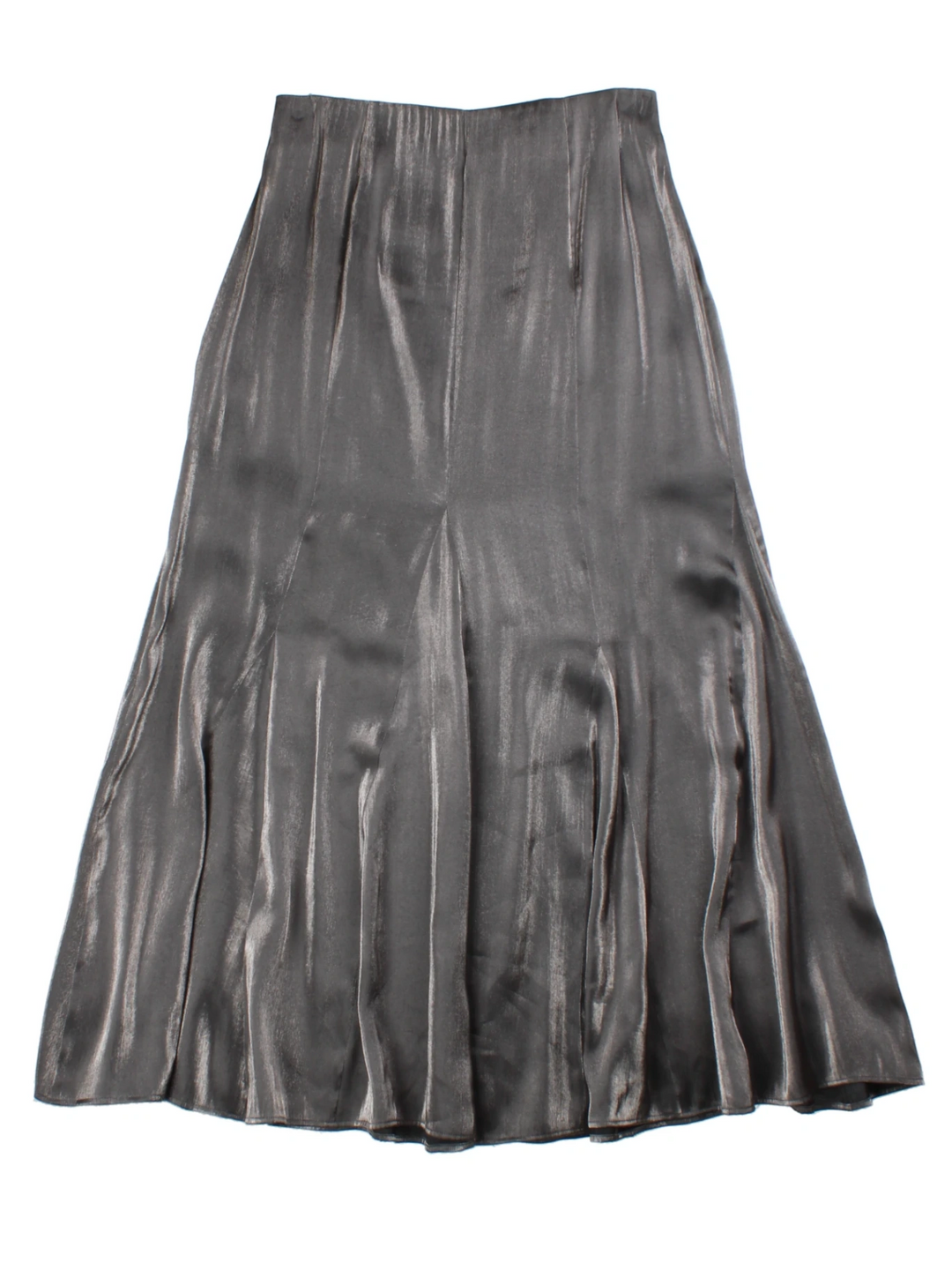Y2K Metallic Silver Maxi Skirt (Size M)
