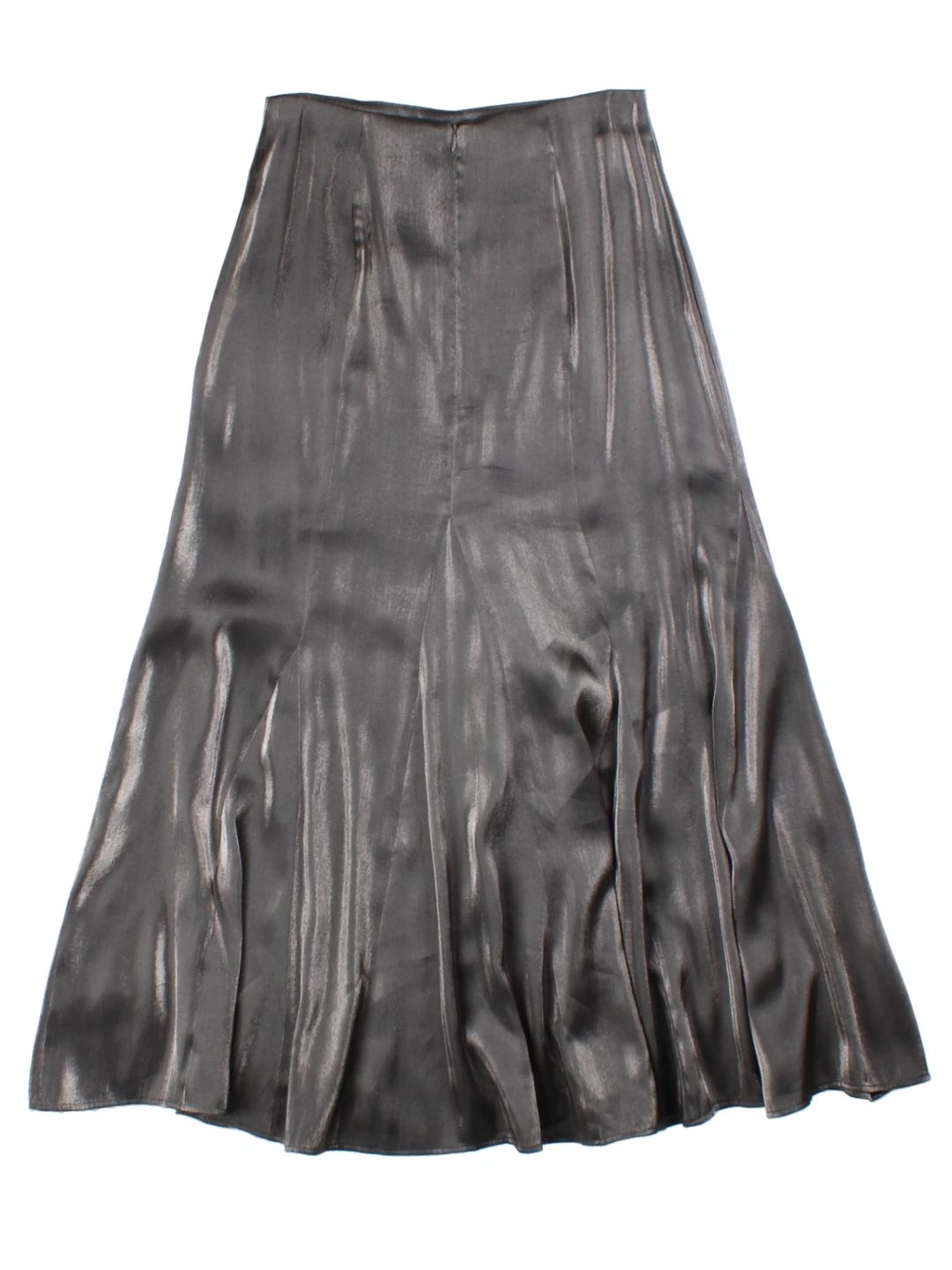 Y2K Metallic Silver Maxi Skirt (Size M)