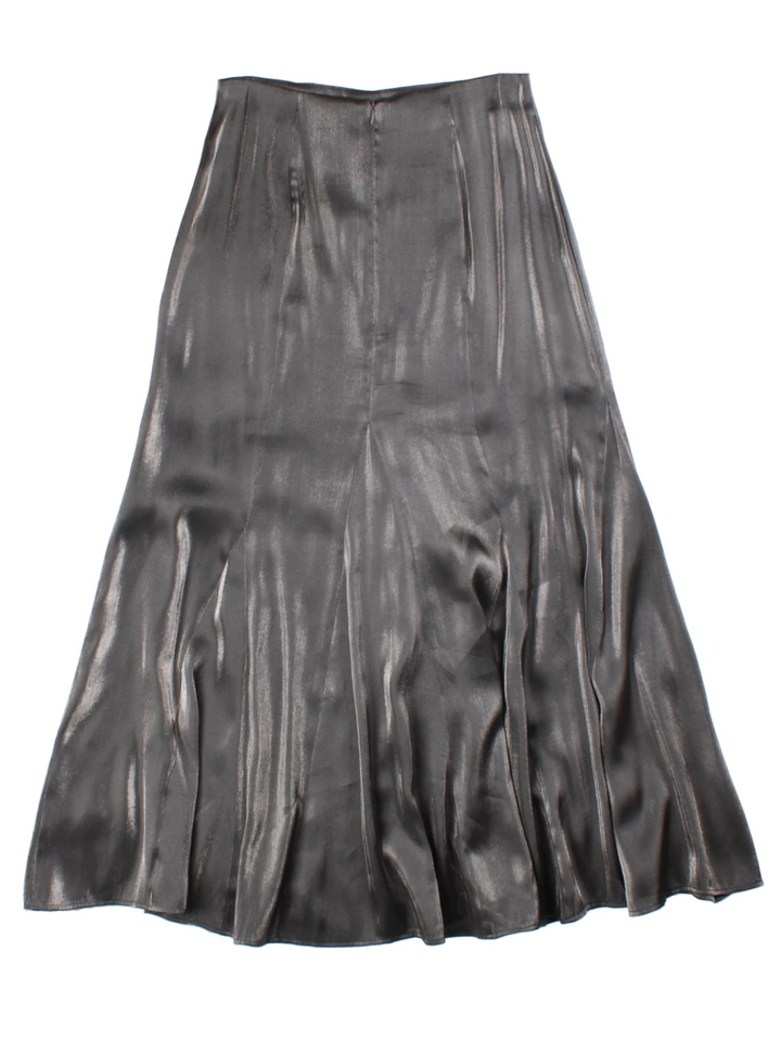 Y2K Metallic Silver Maxi Skirt (Size M)