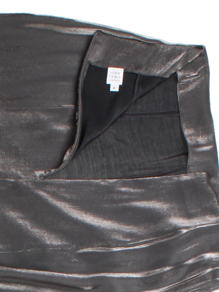 Y2K Metallic Silver Maxi Skirt (Size M)