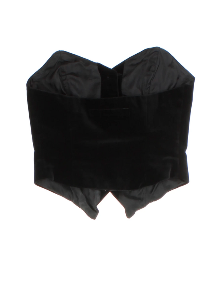 Katharine Hamnett Black Strapless Velvet Top (Size XXS)