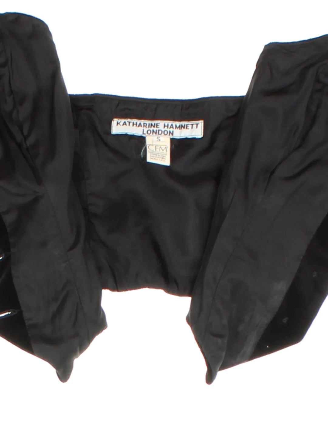 Katharine Hamnett Black Strapless Velvet Top (Size XXS)