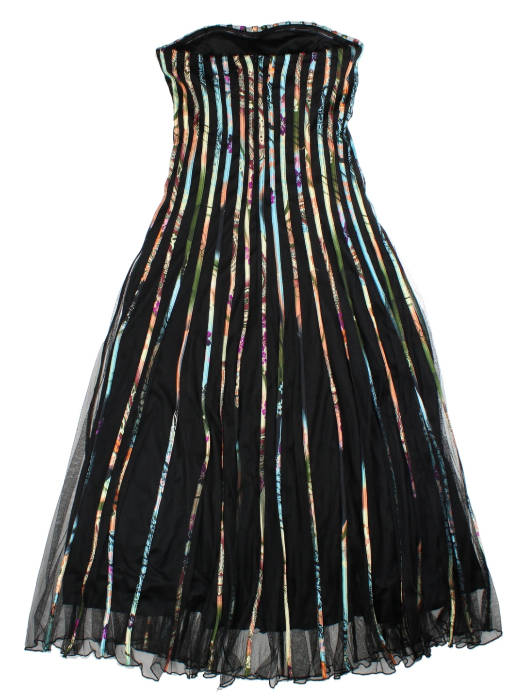 Y2K Black Strapless Sheer Overlay Maxi Dress (Size M)