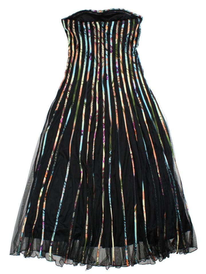 Y2K Black Strapless Sheer Overlay Maxi Dress (Size M)