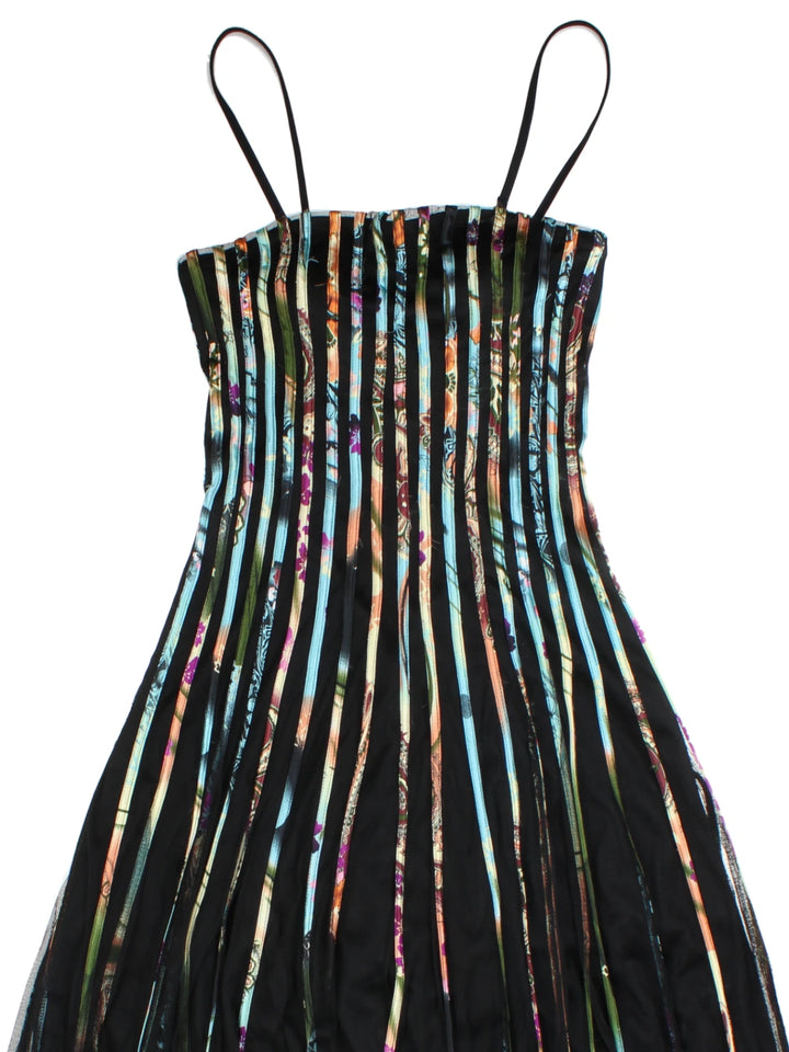 Y2K Black Strapless Sheer Overlay Maxi Dress (Size M)