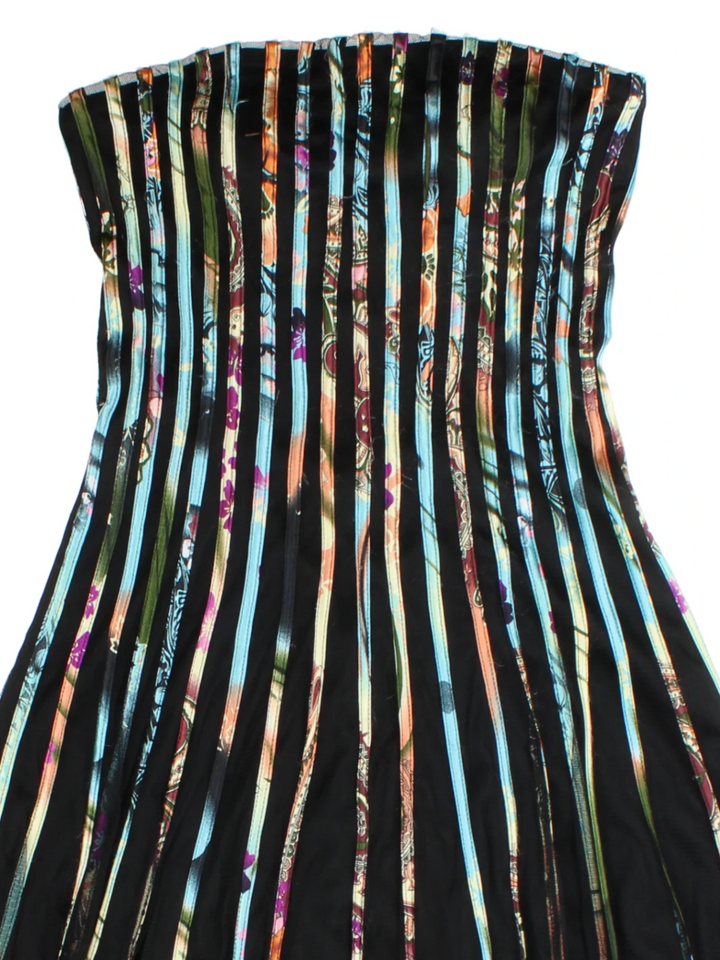 Y2K Black Strapless Sheer Overlay Maxi Dress (Size M)