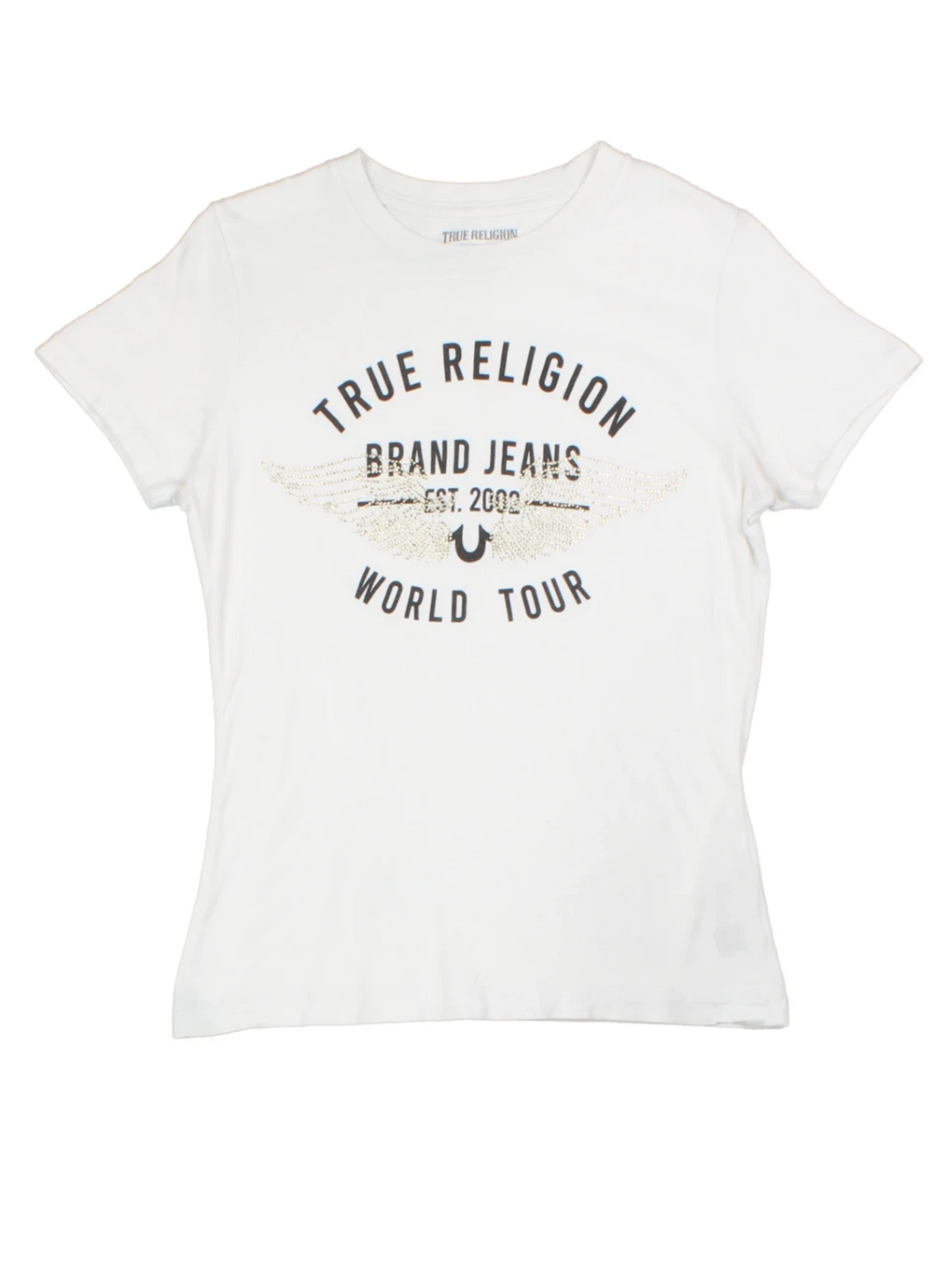 Y2K True Religion White Graphic T-Shirt (Size S)