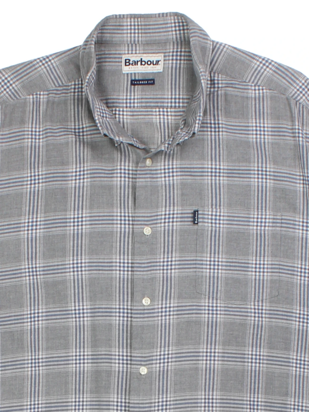 Barbour Grey Plaid Check Shirt (Size XXL)
