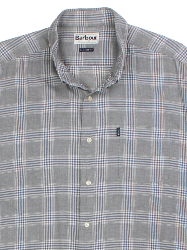 Barbour Grey Plaid Check Shirt (Size XXL)