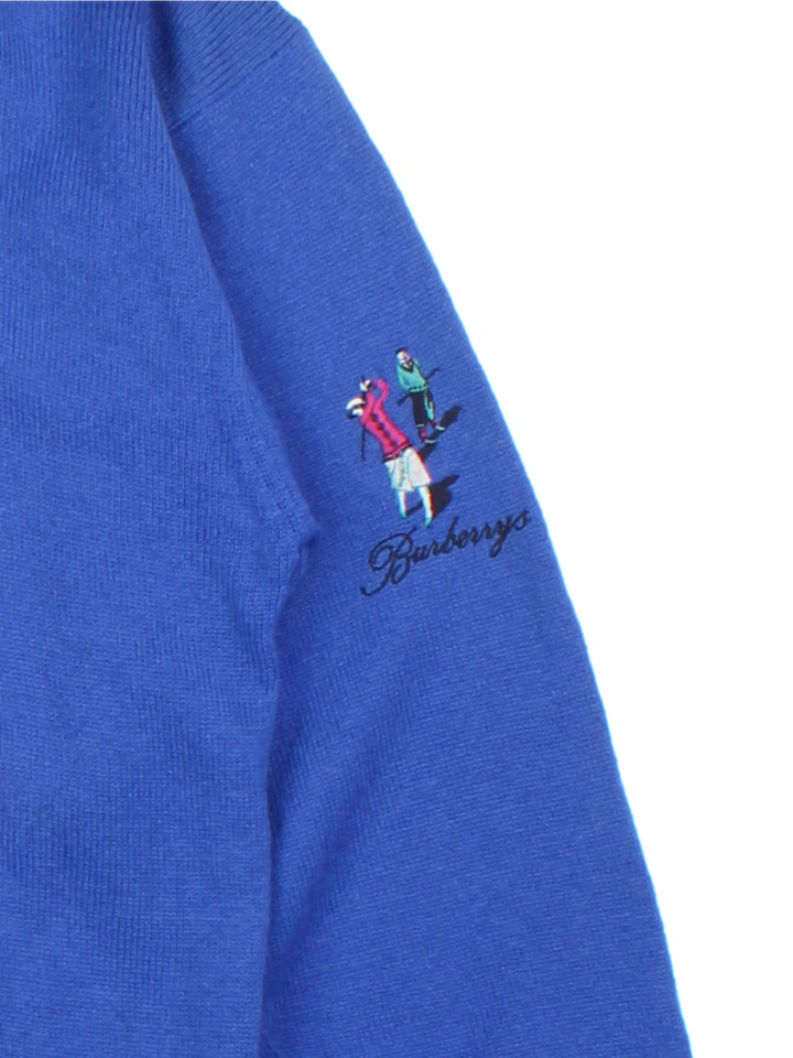 Burberry Blue Geometric Merino Wool Jumper (Size L)
