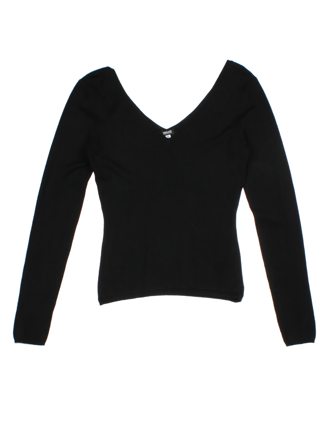 Y2K Versace Black V-neck Jumper (Size S)